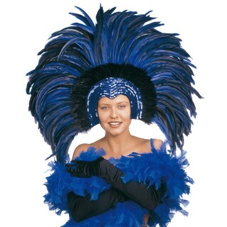 Samba Feder Kopfschmuck Karneval Federschmuck blau