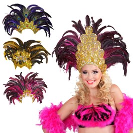 Federschmuck Feder-Kopfschmuck Samba Rio Karneval Federkopfschmuck Showgirl