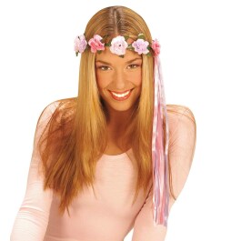 Blumen Haarband Hippie Kopfschmuck rosa-mix
