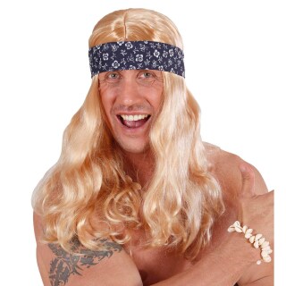 Beachboy Hippie Perücke Blonde Langhaarperücke mit Stirnband