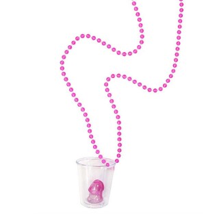 Willy Shot Glas Schnapsglas an Kette pink