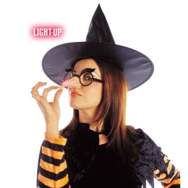 Hexen Brille mit leuchtender Nase Halloween Scherzbrille