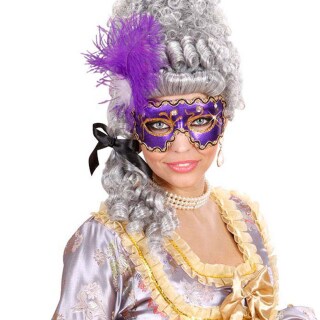 Venezianische Maske lila Edle Federmaske mit Edelsteinen