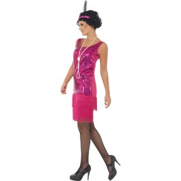 20er Jahre Charleston Kostüm Flapper Kleid pink M 40/42