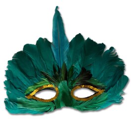 Brasilien Karneval Maske Venezianische Federmaske grün