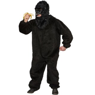 Plüschoverall Affe Kostüm Gorilla King Kong schwarz - Damen