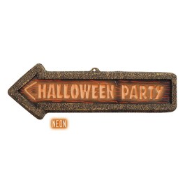 Halloween Party Hinweisschild Wegweiser Schild 3D- neon...