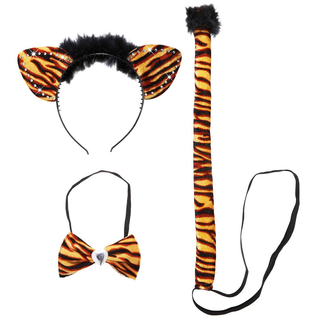 Tigerkostüm Set Tiger Kostüm Damen 3 tlg., 8,99