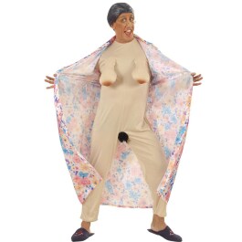 Exhibitionist Kostüm Nackte Oma mit Mantel