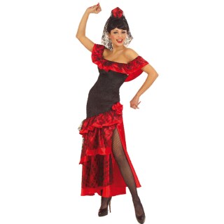 Flamenco Kleid mit Schleier Spanische Tänzerin Kostüm L 42/44