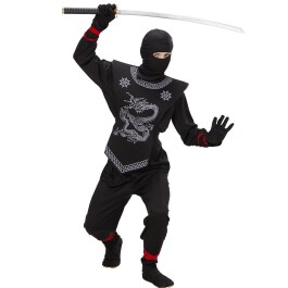 Kinder Ninjakostüm Schwarzer Ninja Kostüm 128 cm 5-7 Jahre