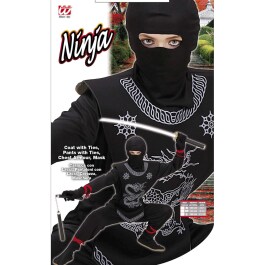 Schwarzer Ninja Kostüm Kinder Ninjakostüm 140 cm 8-10 Jahre