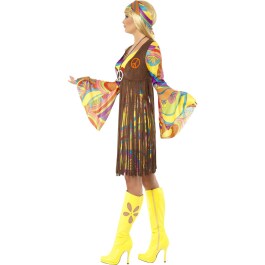 Buntes Hippie Outfit neon 70er Jahre Hippiekleid M 40/42